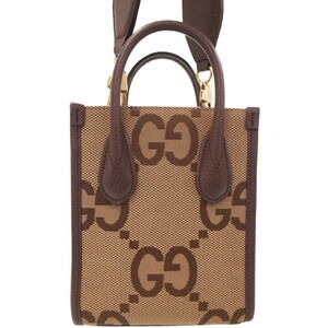 GUCCI Jumbo GG Tote Web Stripe Crossbody Bag Brown